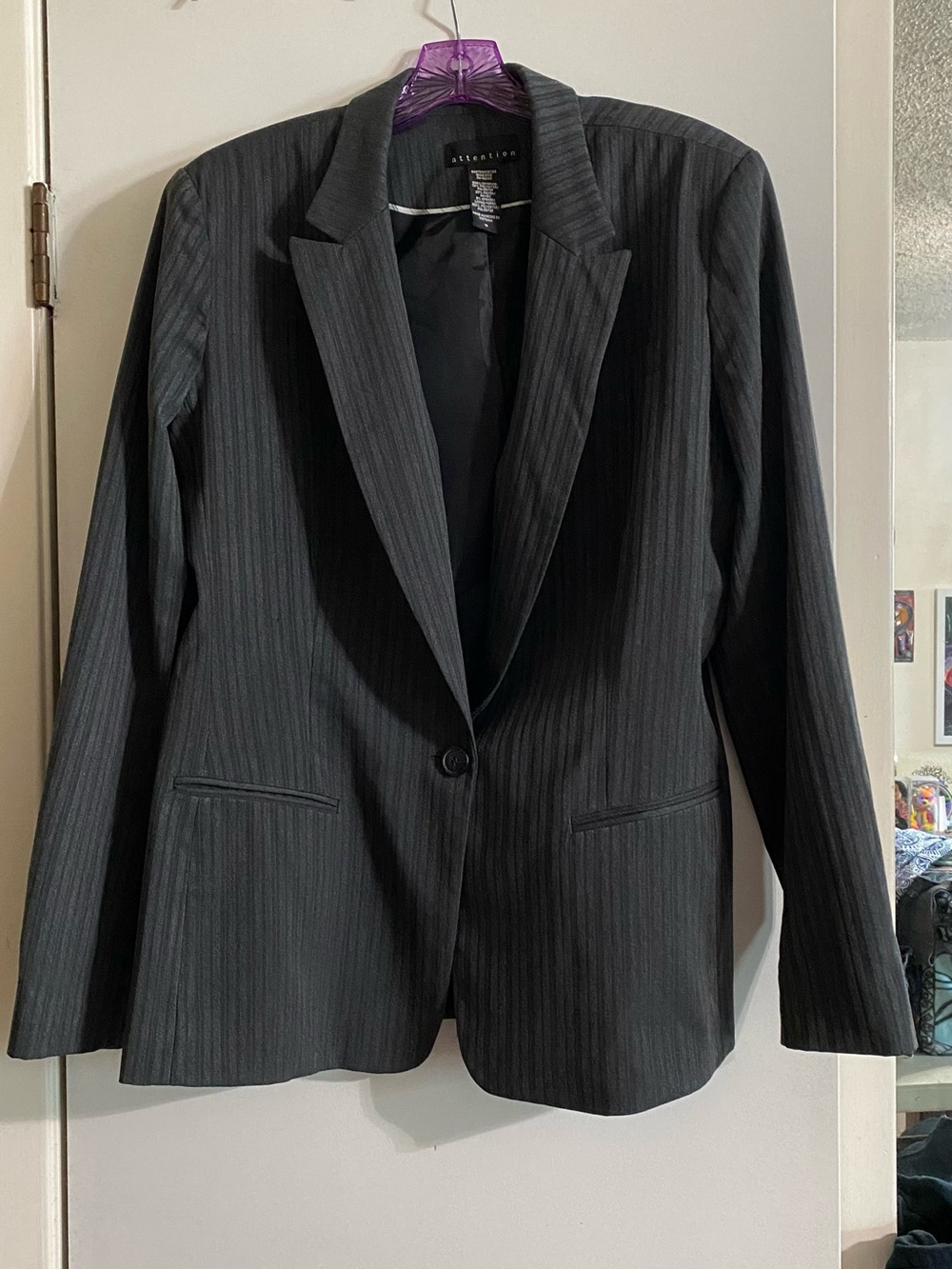 attention Black Pinstripe Tailored Blazer